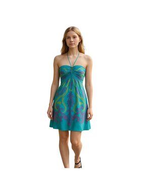 NS!!!   Kitty Halter Dress Green Size L Y2K Festival Summer Vacation Lightweight